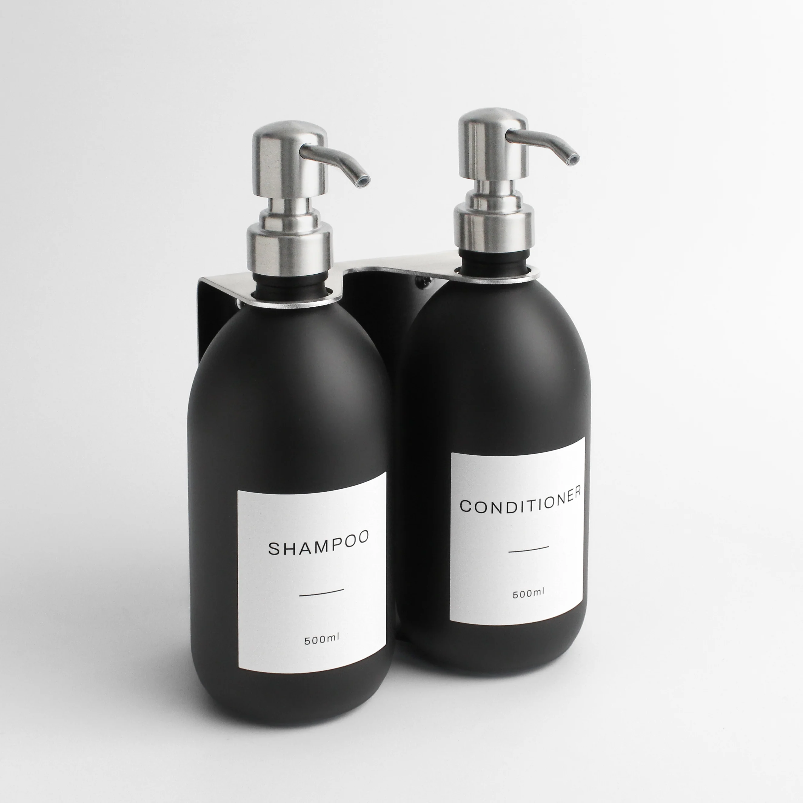 Silver Wall Bracket & Matte Black Dispenser Set - Image 3