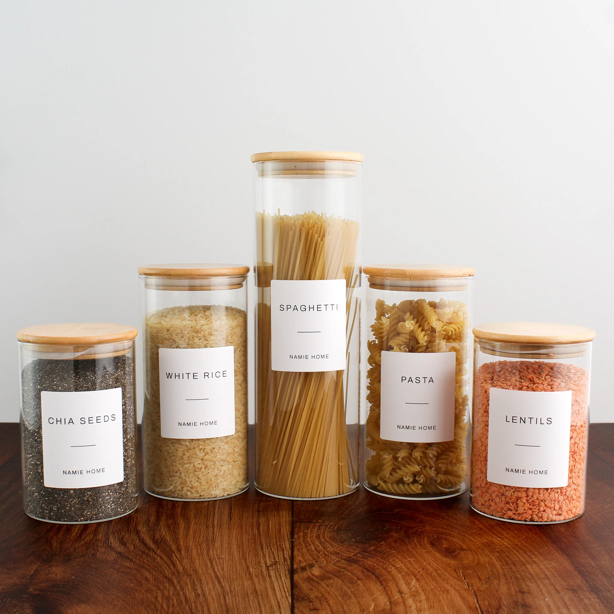 Glass Storage Jar With Bamboo Lid For Pantry - Image 8