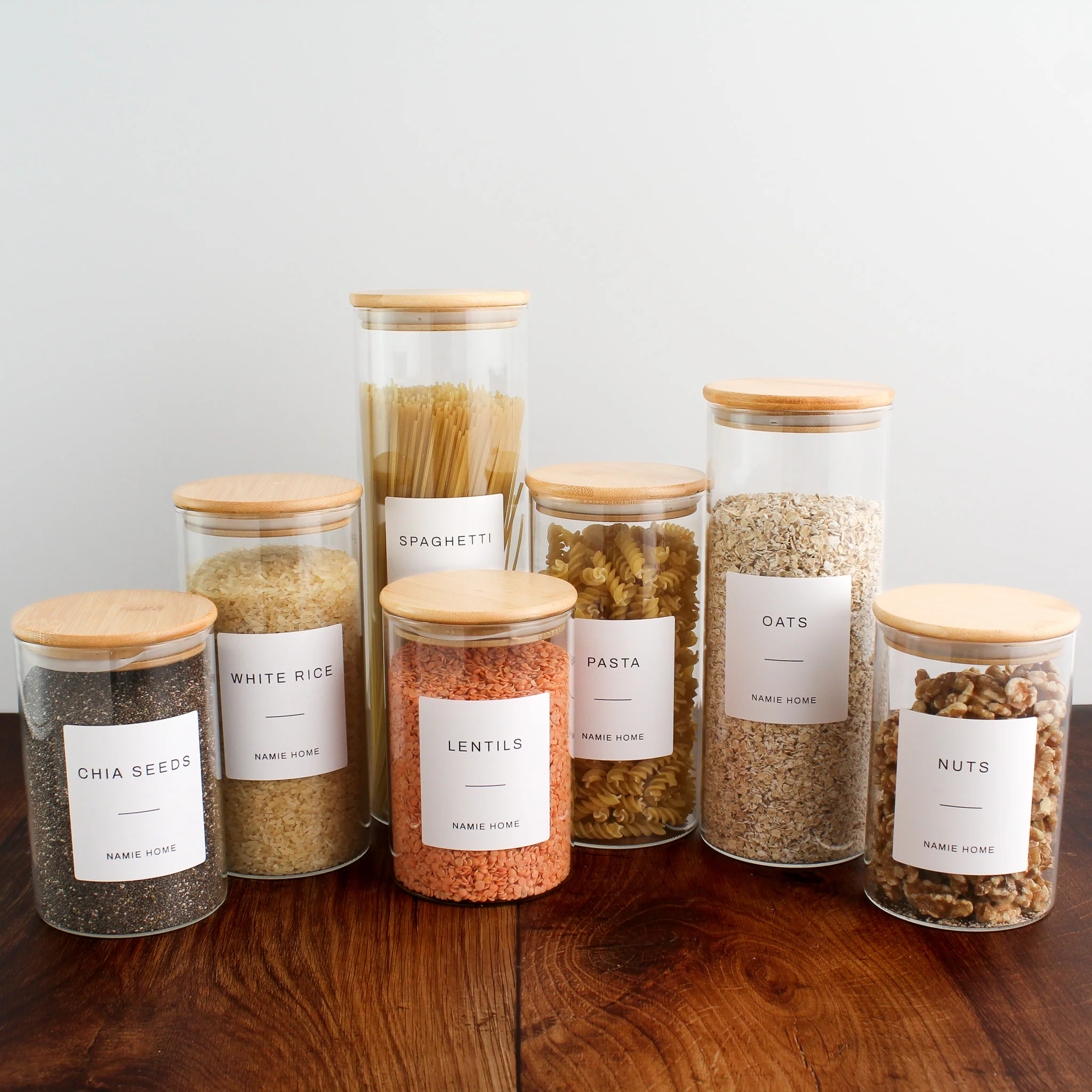 Glass Storage Jar With Bamboo Lid For Pantry - Image 9