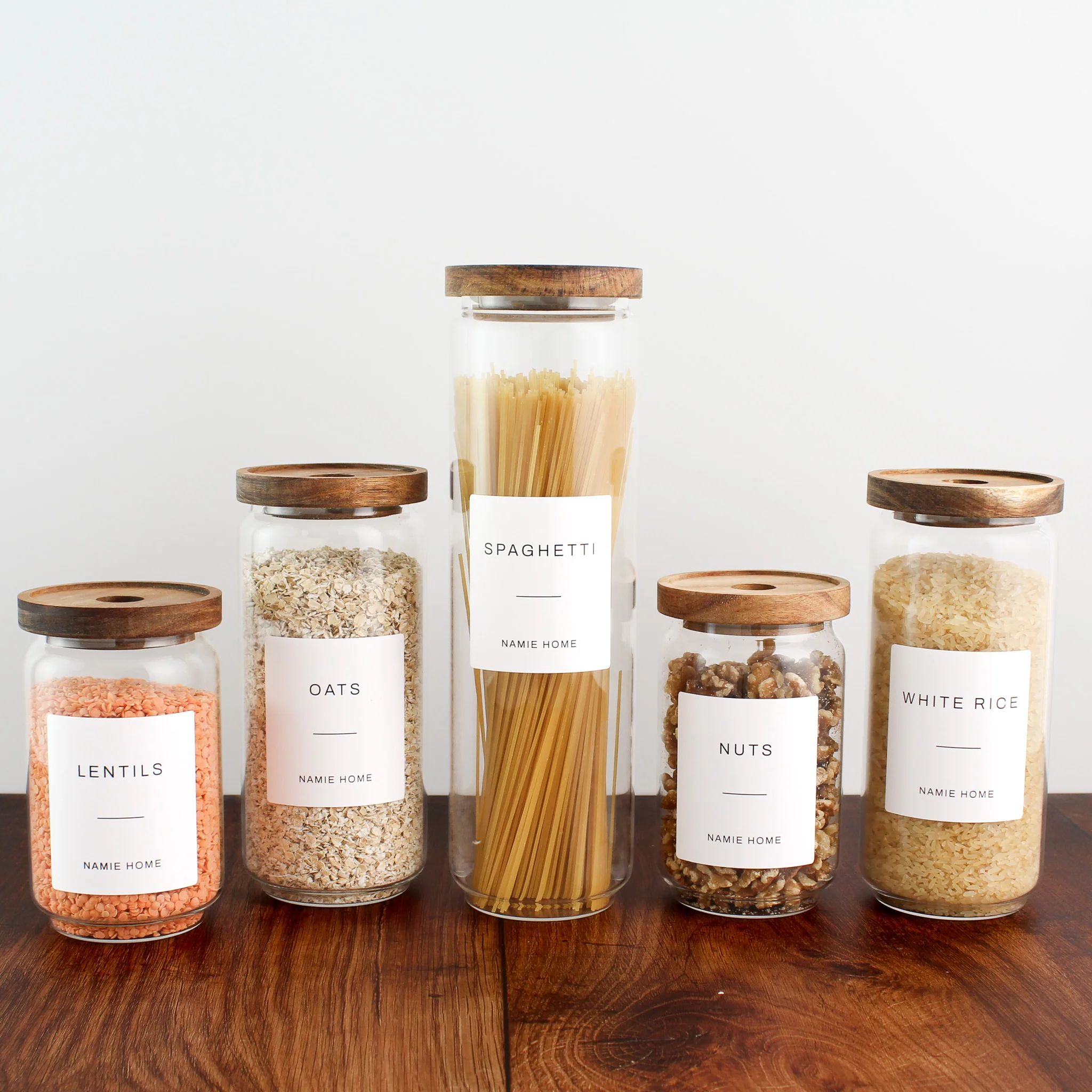 Glass Storage Jar With Acacia Lid For Pantry