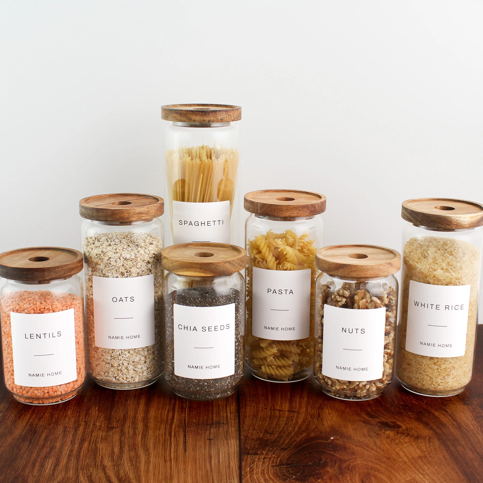Glass Storage Jar With Acacia Lid For Pantry - Image 7