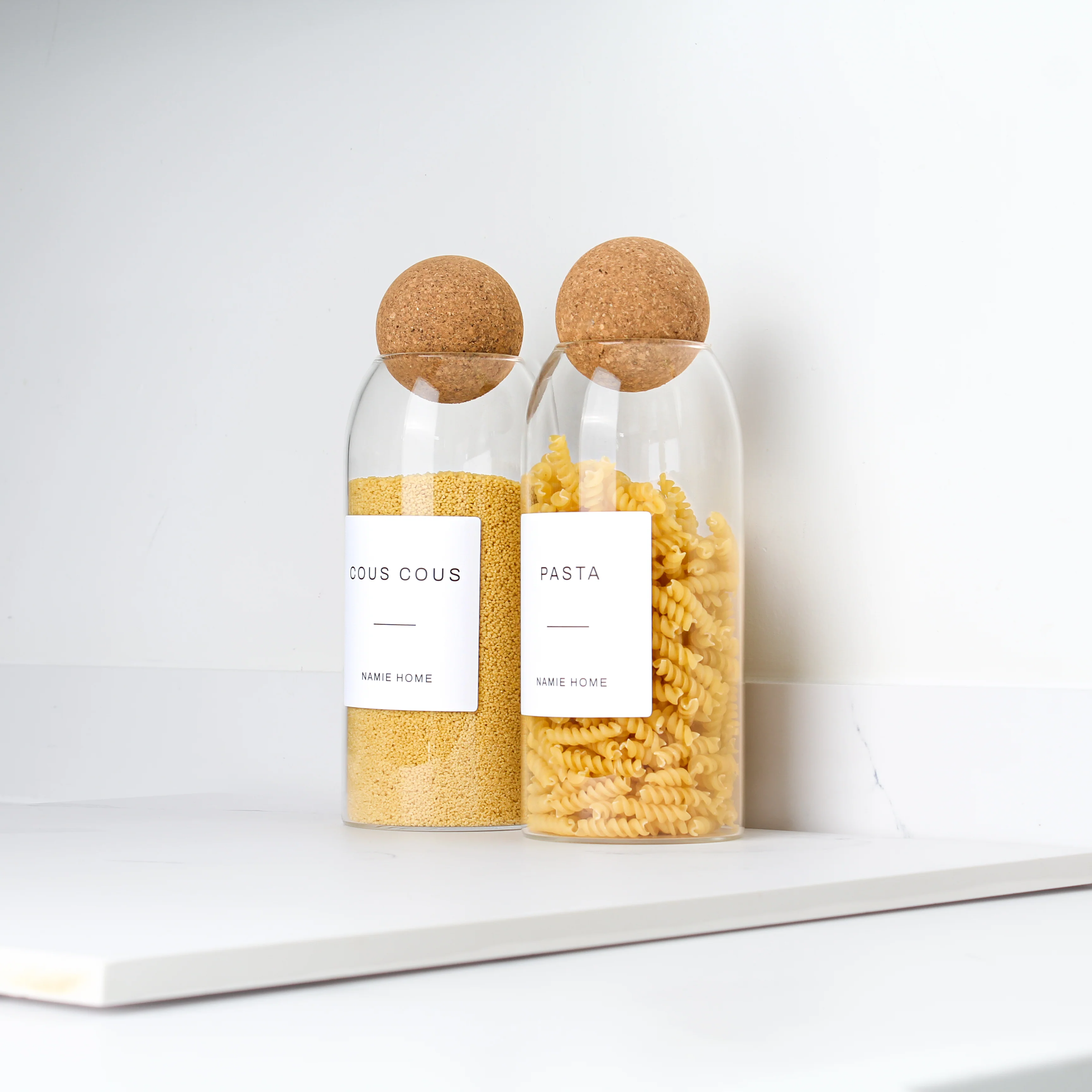 Glass Cork Ball Storage Jar For Pantry - Image 2