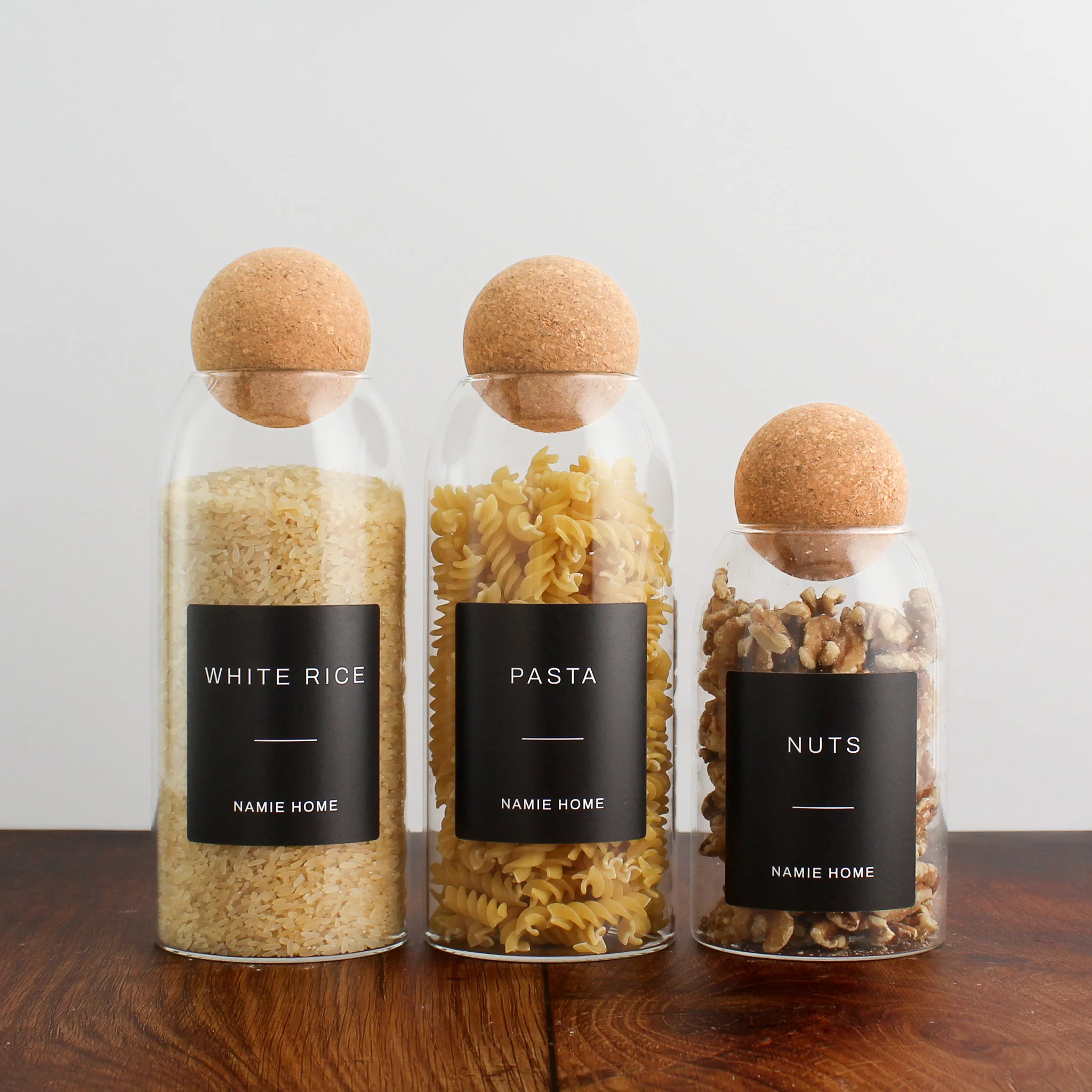 Glass Cork Ball Storage Jar For Pantry - Image 3