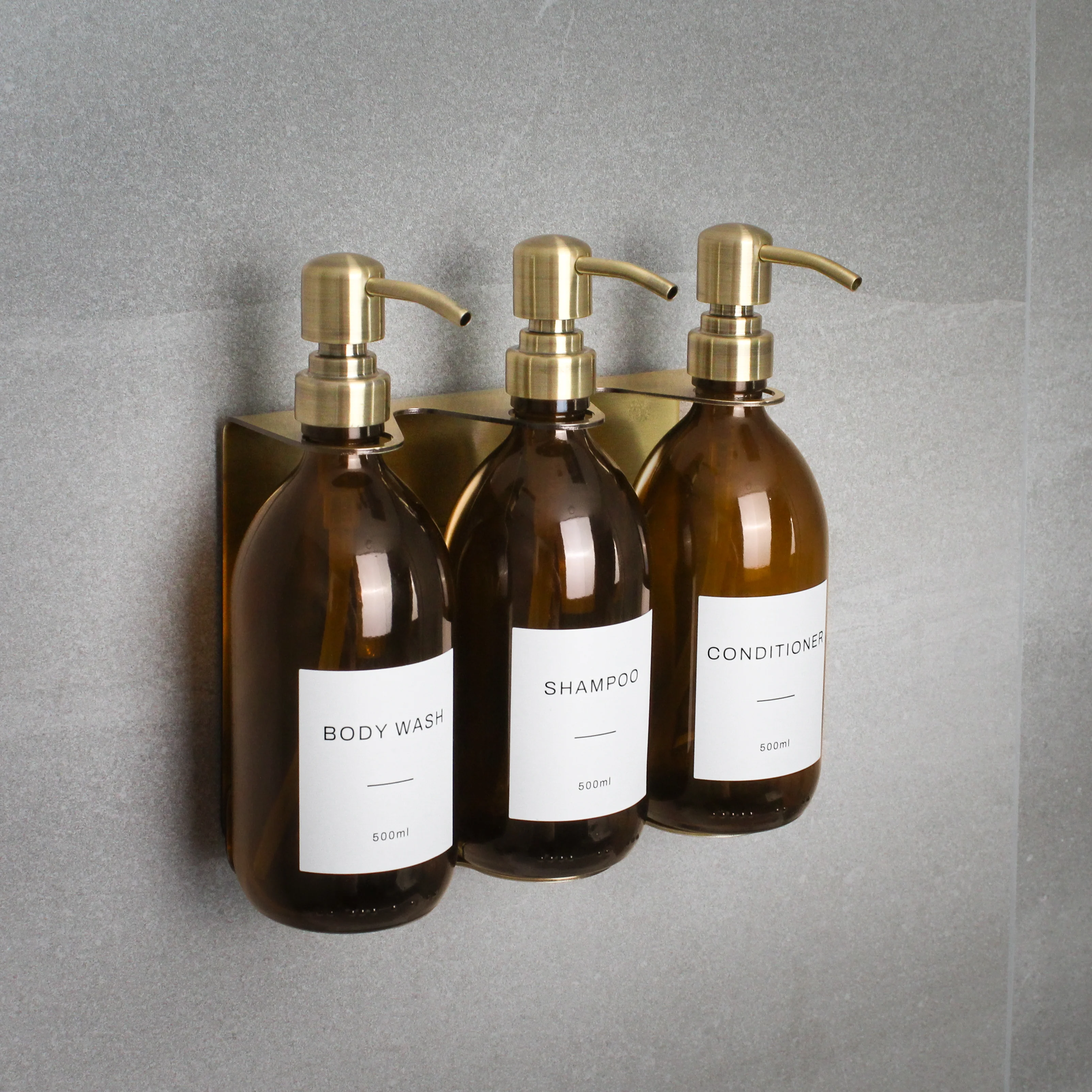 Gold Wall Bracket & Amber Glass Dispenser Set - Image 3
