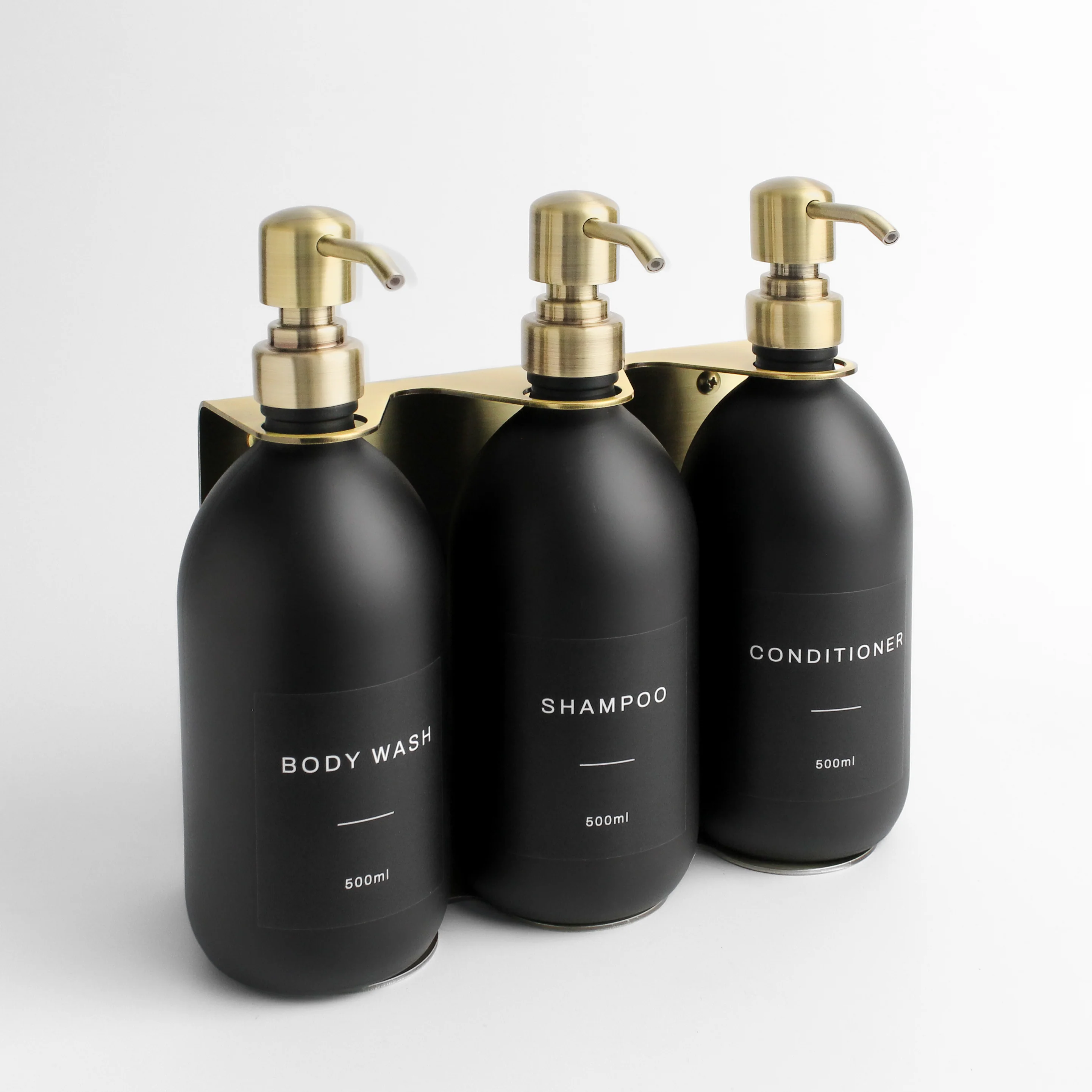 Gold Wall Bracket & Matte Black Dispenser Set - Image 3