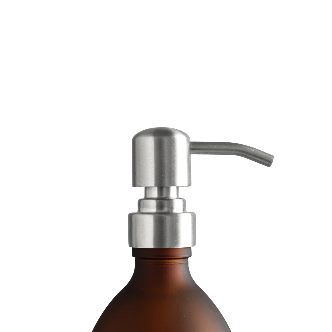 Silver Wall Bracket & Frosted Amber Glass Dispenser Set - Image 5