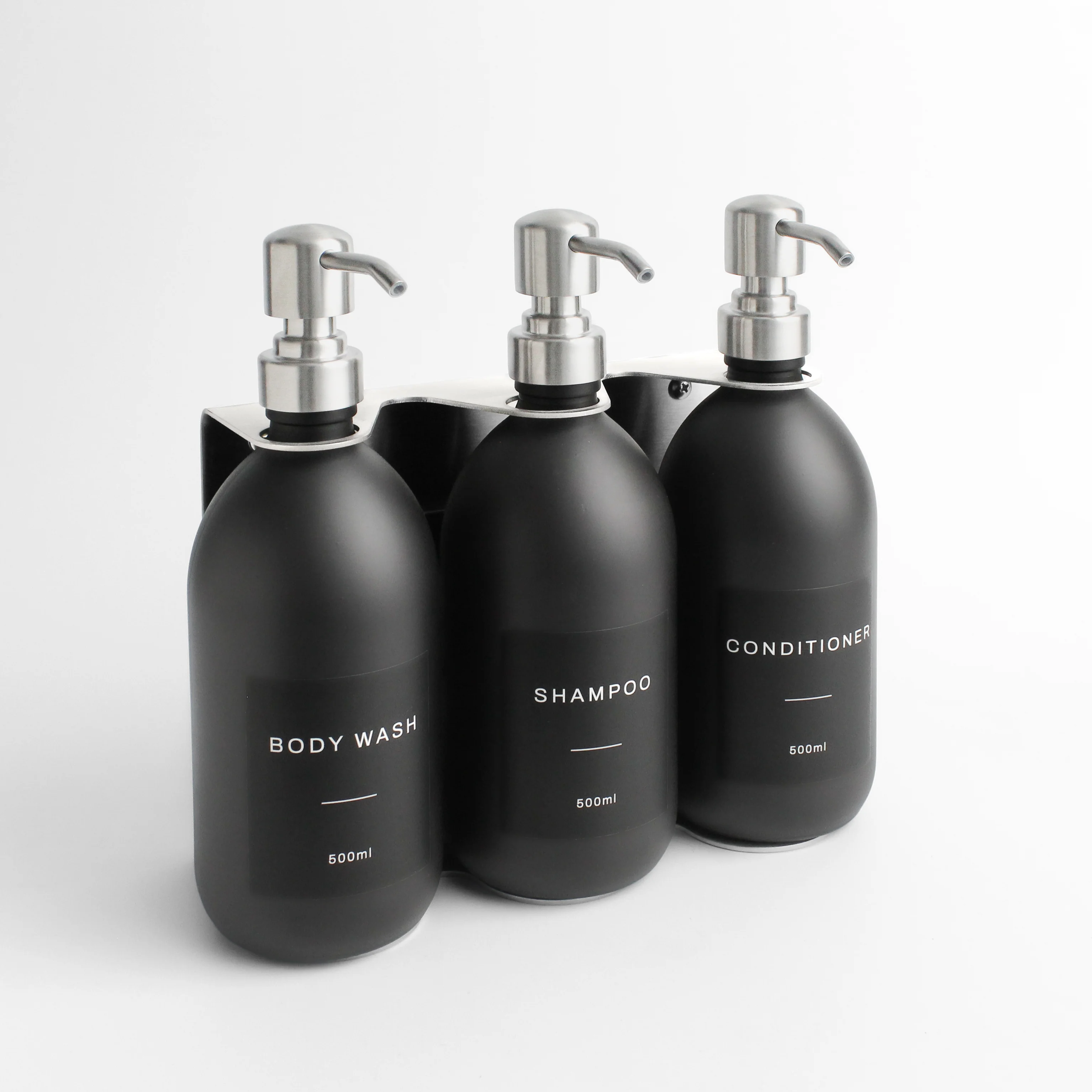Silver Wall Bracket & Matte Black Dispenser Set - Image 3