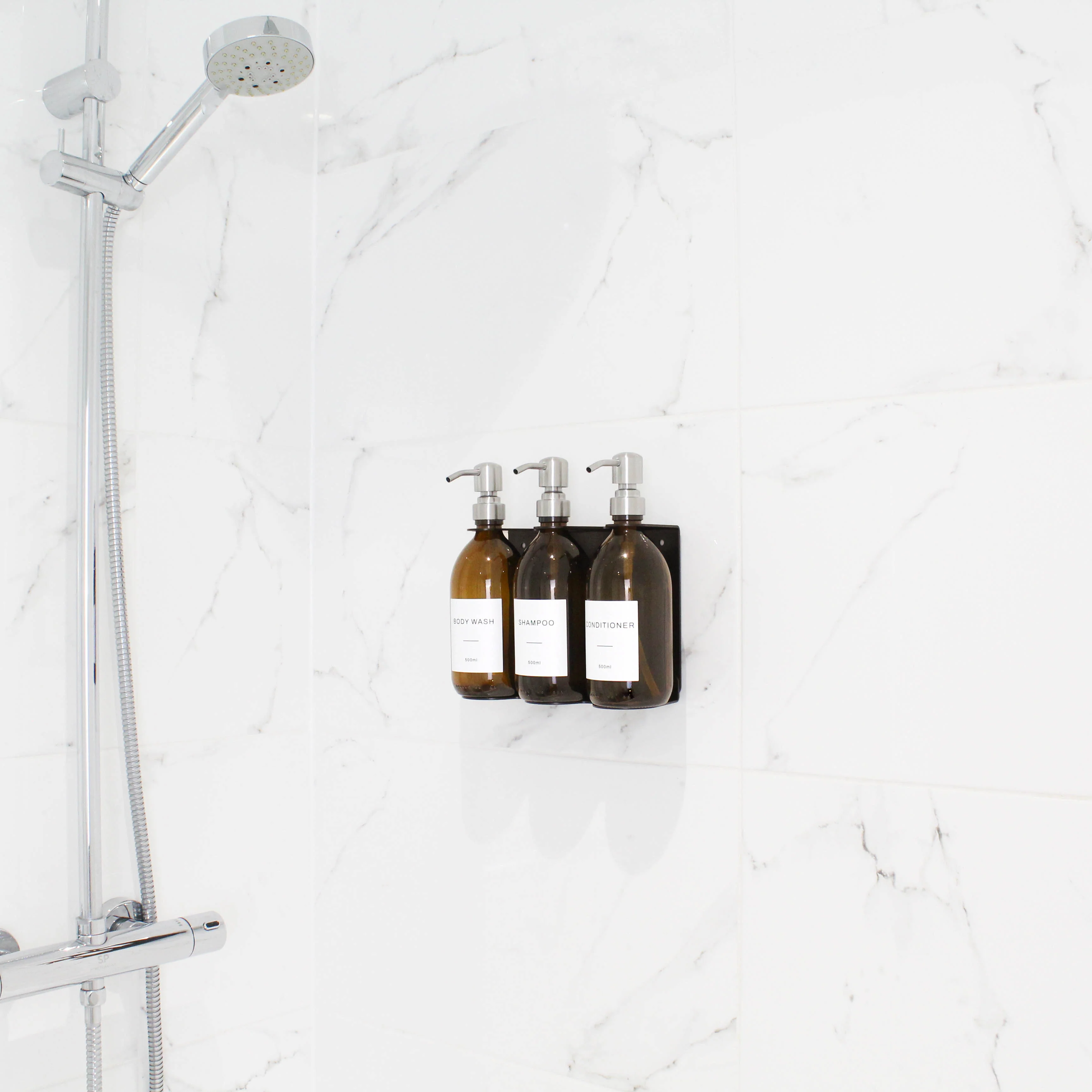 Black Wall Bracket & Amber Glass Dispenser Set - Image 6