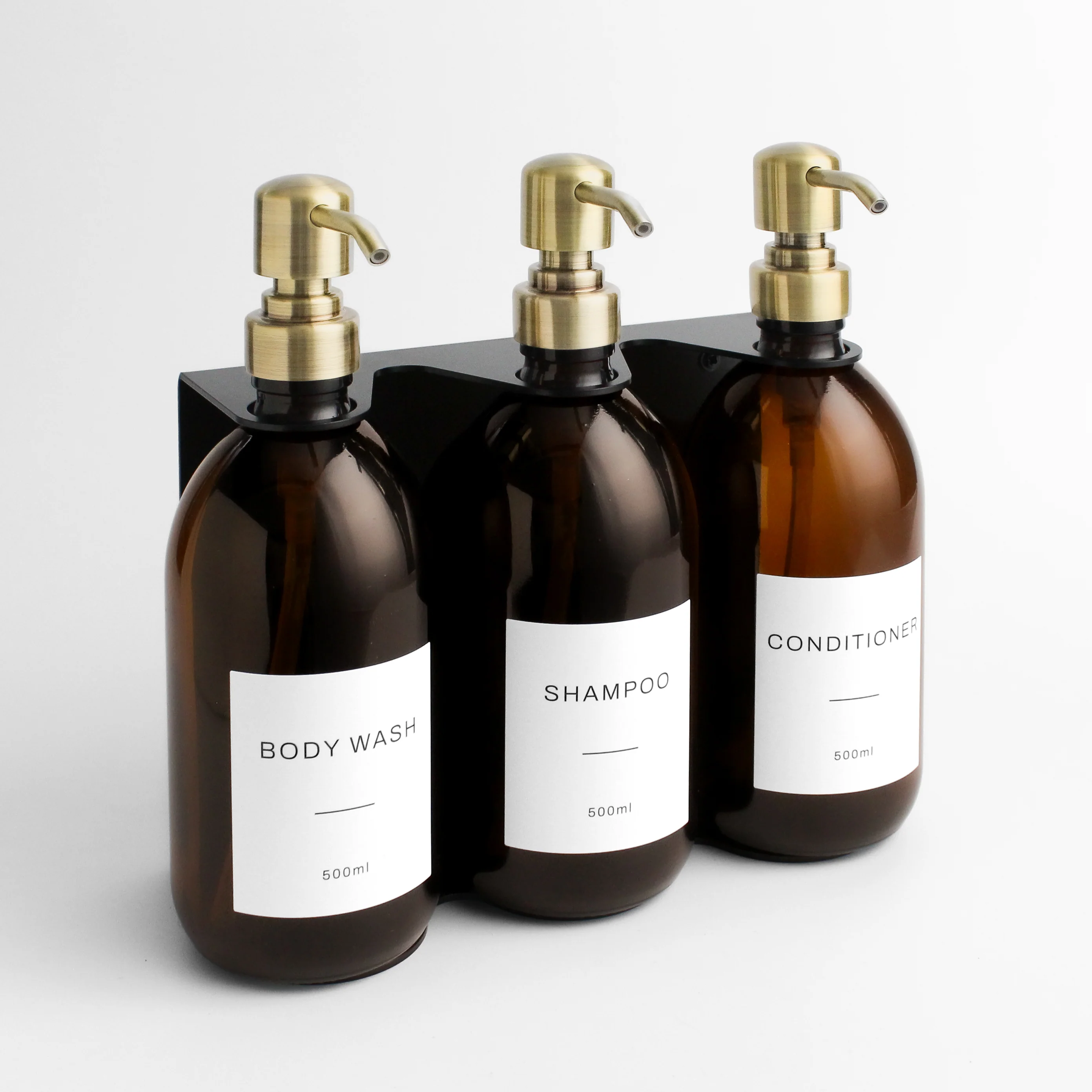 Black Wall Bracket & Amber Glass Dispenser Set - Image 7