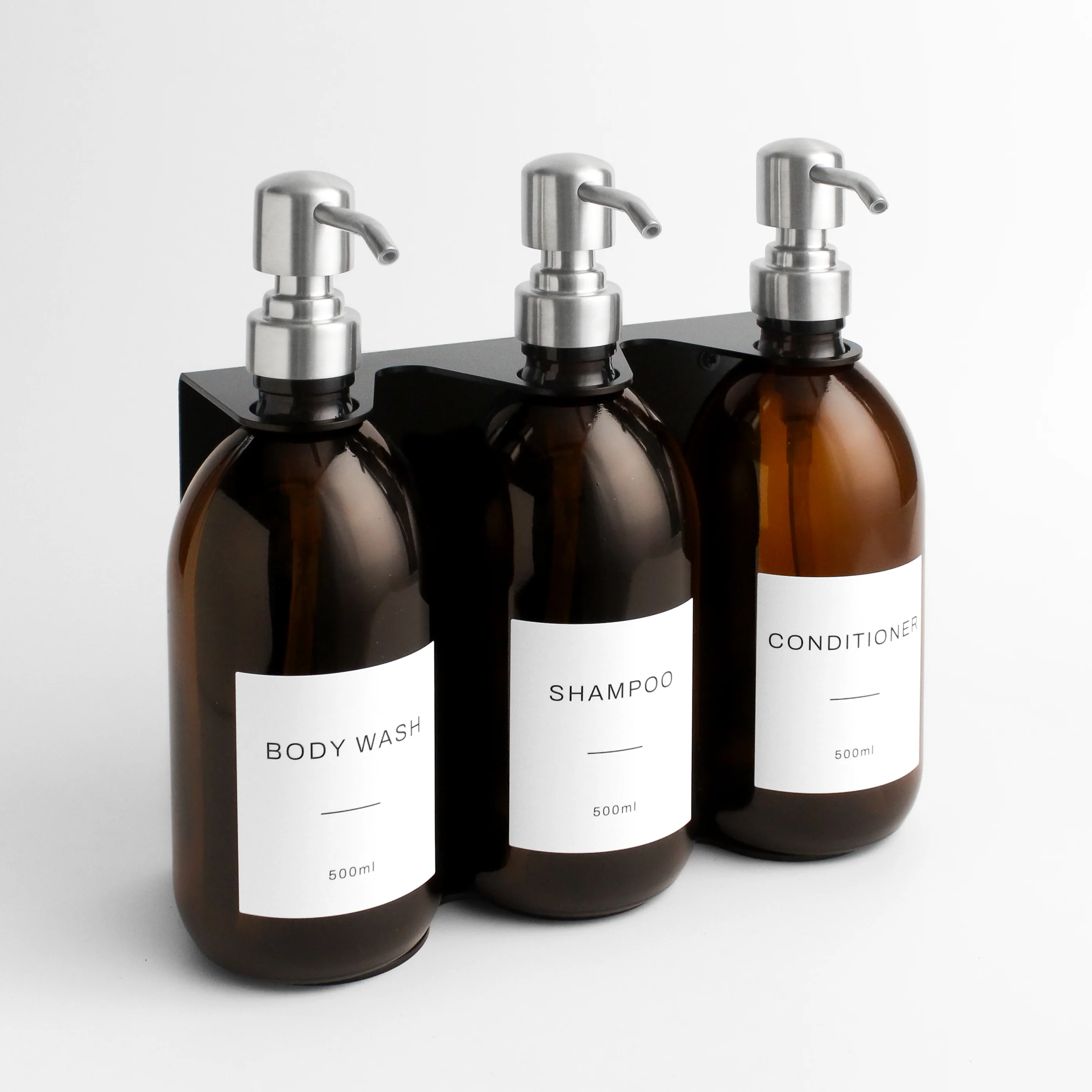 Black Wall Bracket & Amber Glass Dispenser Set - Image 8