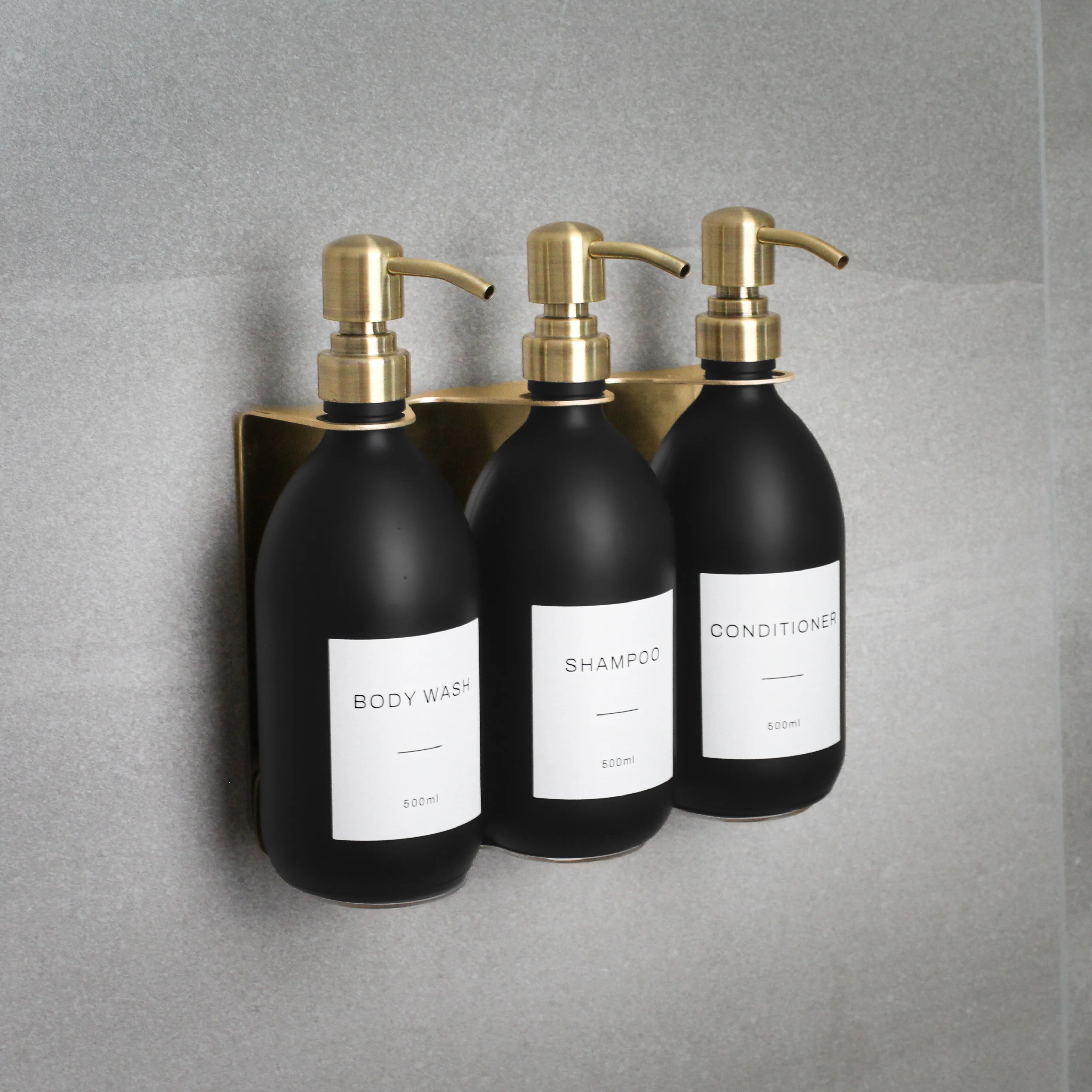 Gold Wall Bracket & Matte Black Dispenser Set - Image 2