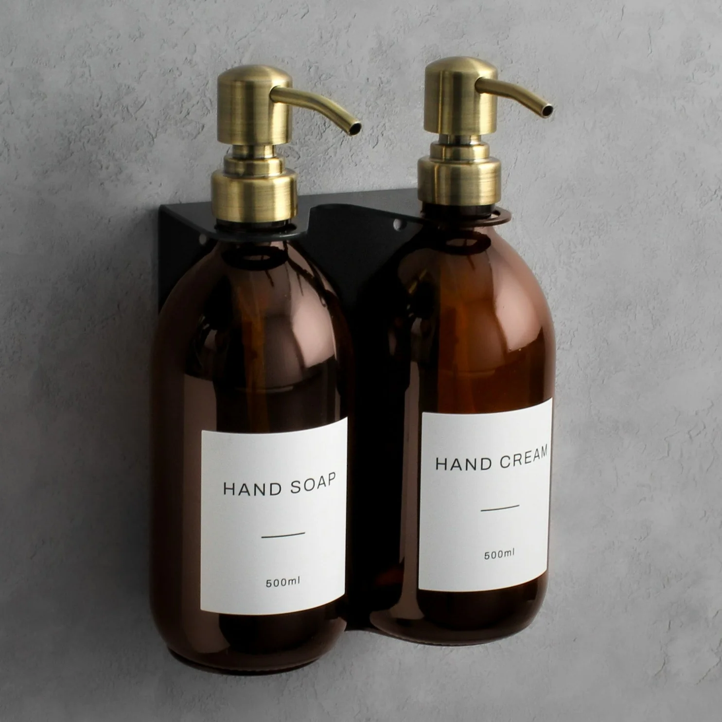 Black Wall Bracket & Amber Glass Dispenser Set - Image 6