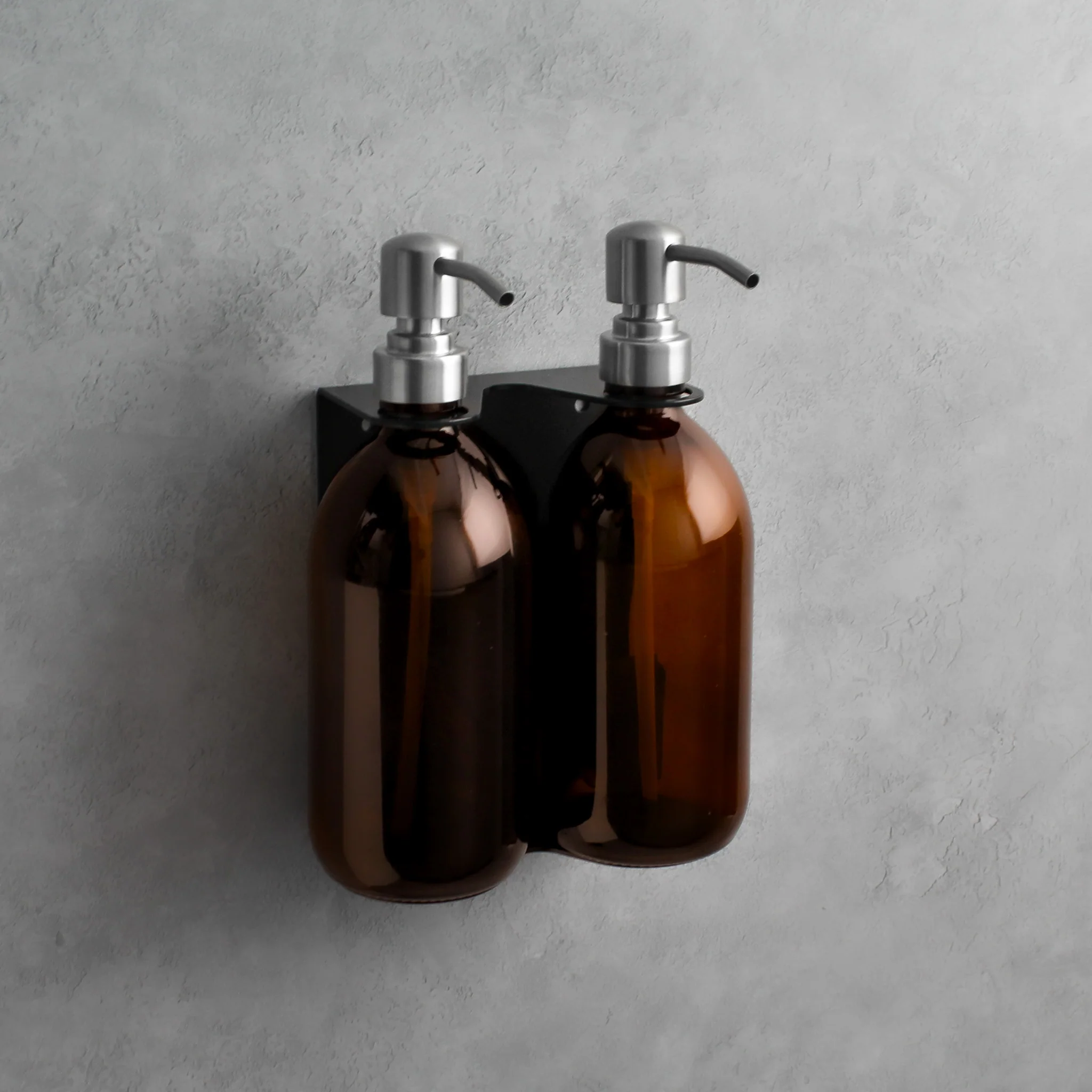 Black Wall Bracket & Amber Glass Dispenser Set - Image 9