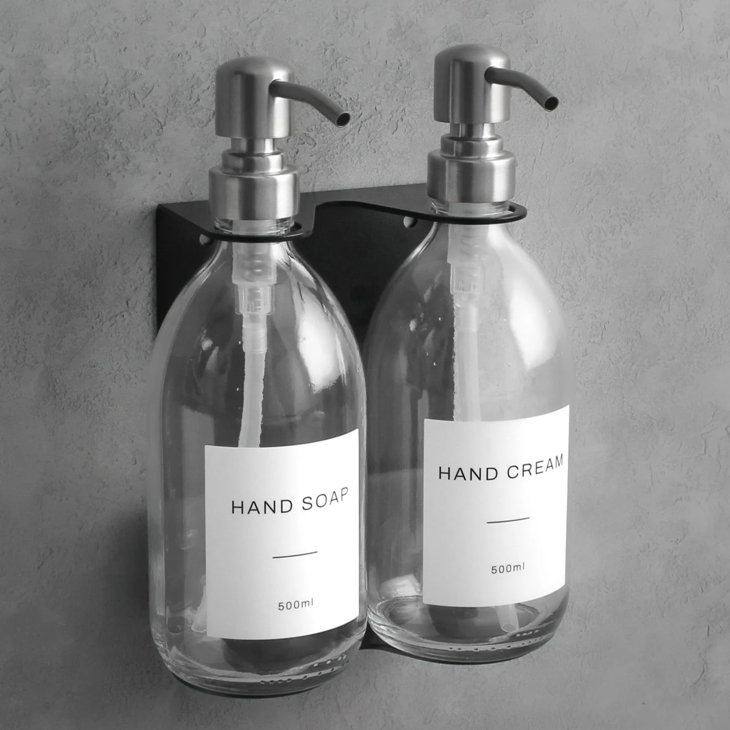 Black Wall Bracket & Clear Glass Dispenser Set - Image 3