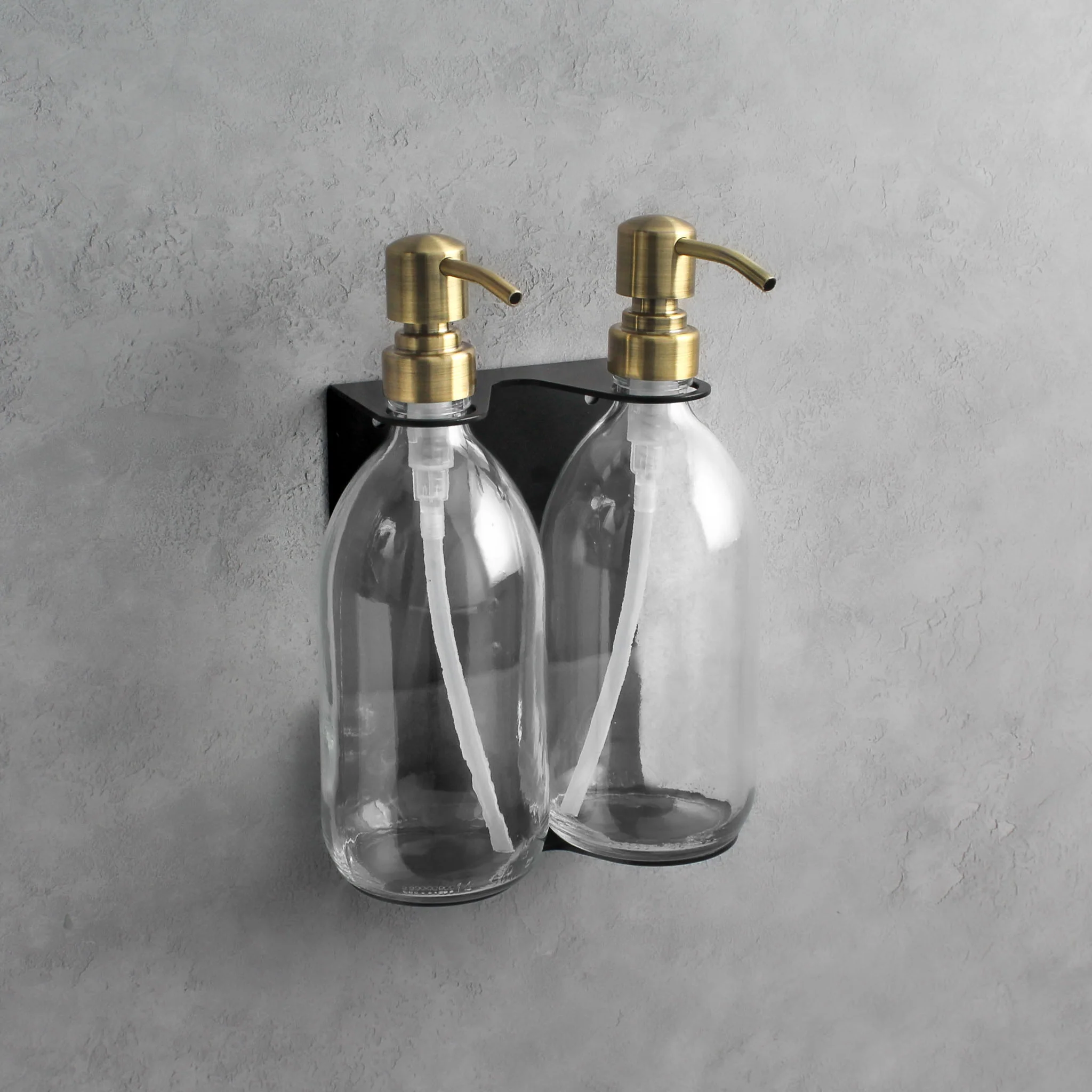 Black Wall Bracket & Clear Glass Dispenser Set - Image 4