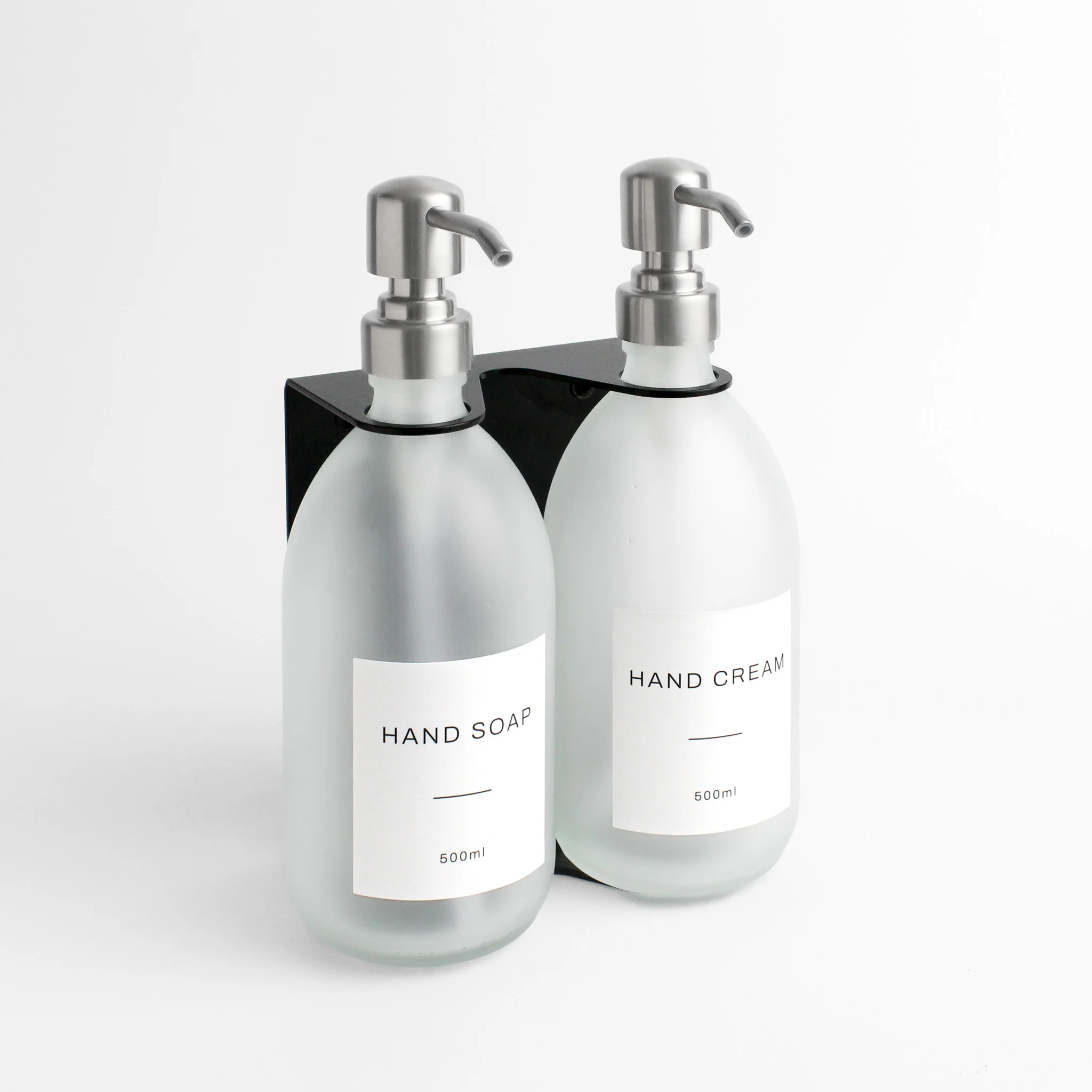 Black Wall Bracket & Frosted White Glass Dispenser Set - Image 11