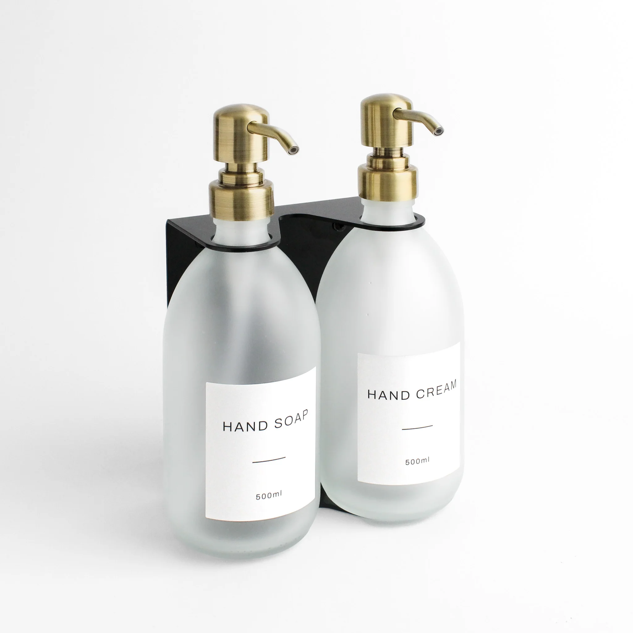Black Wall Bracket & Frosted White Glass Dispenser Set - Image 13