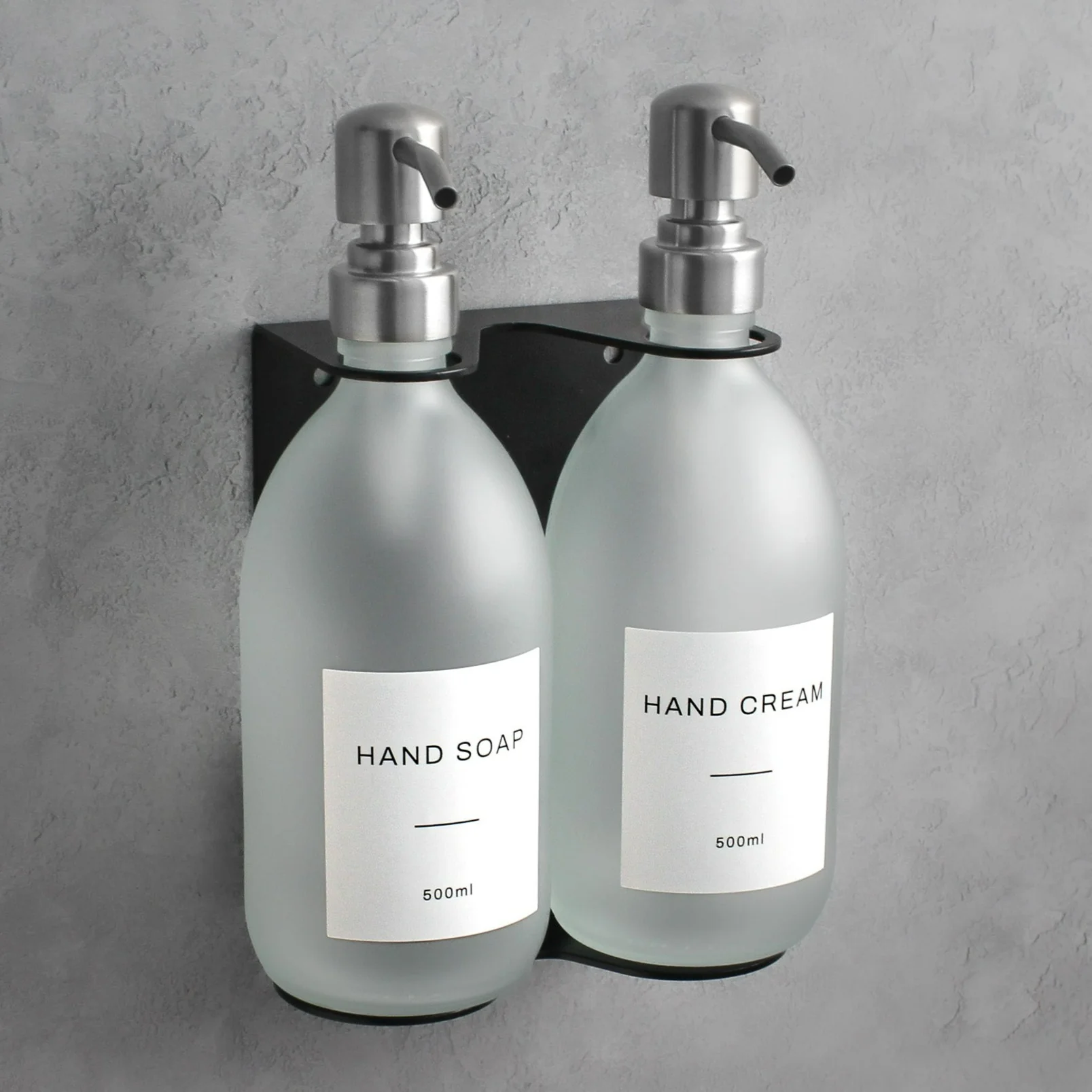 Black Wall Bracket & Frosted White Glass Dispenser Set - Image 4