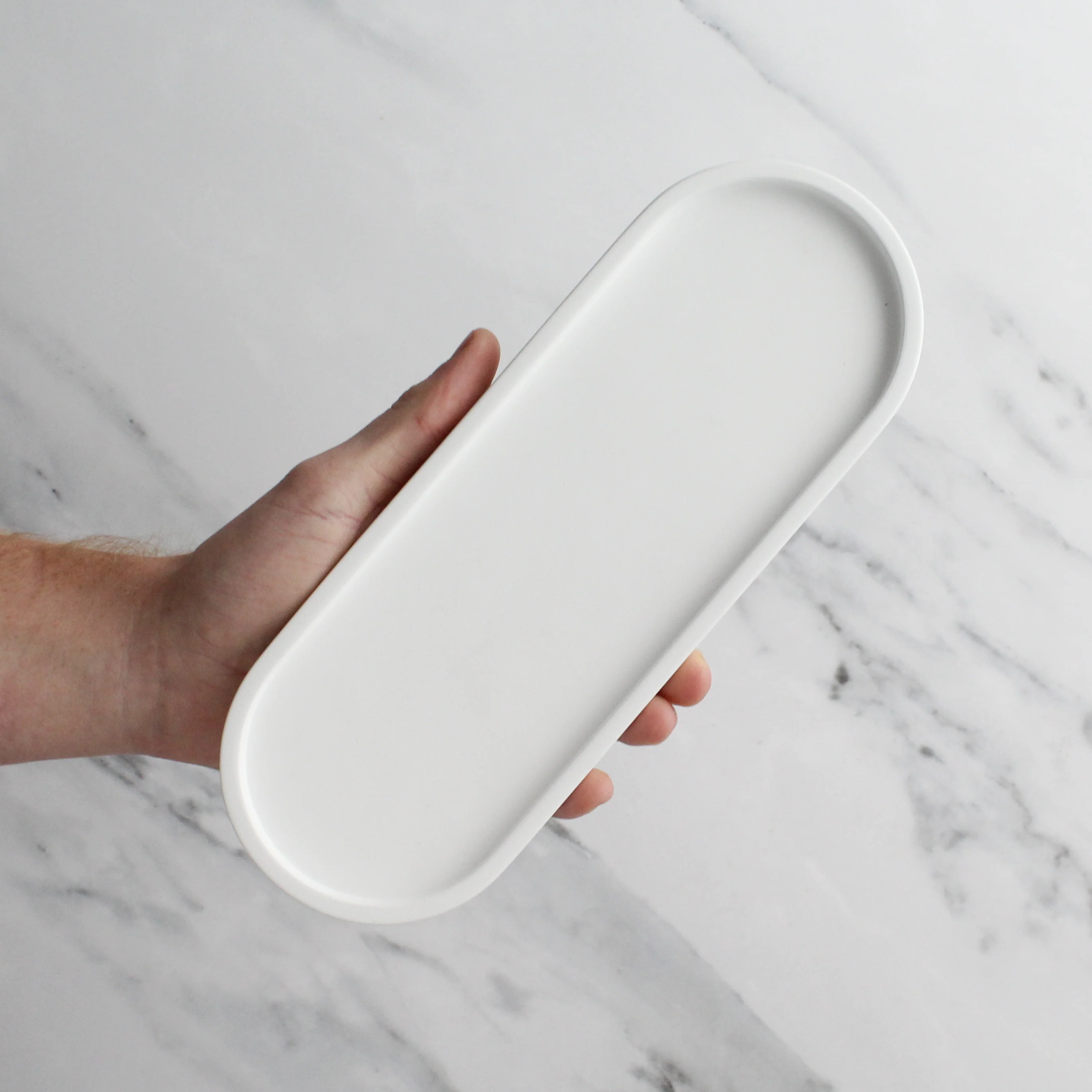White Concrete Stone Triple Tray - Image 3