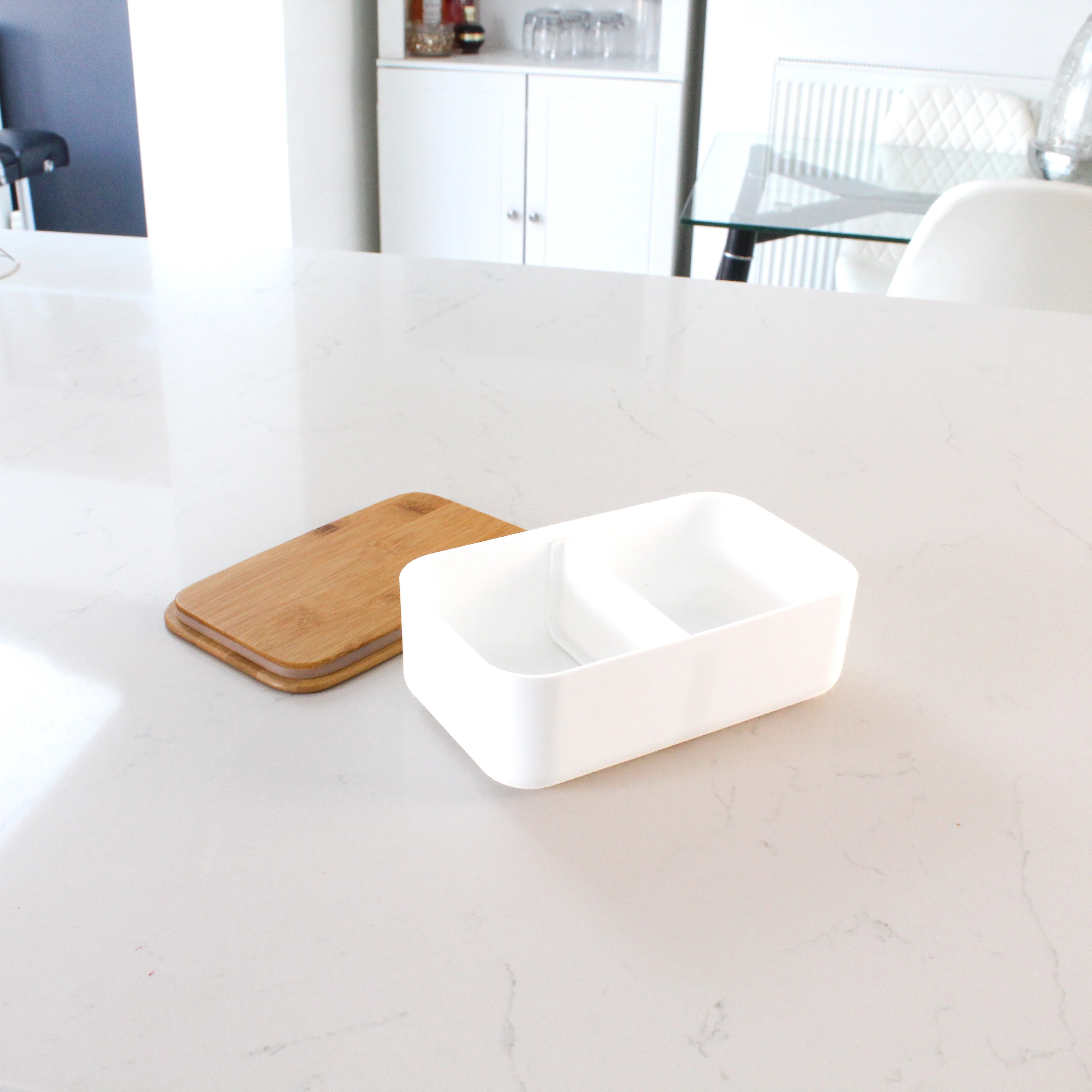 White Lunch Box with Bamboo Lid - Image 5